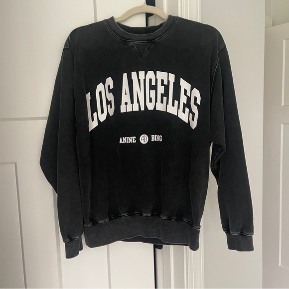 Anine Bing Black Romona Crewneck Los Angeles Sweatshirt - Picture 2 of 7